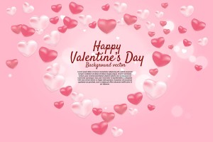 Banner ngày valentine xung quanh trái tim trên nền hồng file vector mẫu số 126