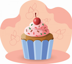 Hình minh họa bánh cupcake phủ kem file EPS - mẫu số 367