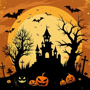 Hình minh họa lâu đài ma quái halloween file EPS - mẫu số 677