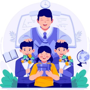 Hình minh họa thầy giáo và học sinh  file vector mẫu số 322