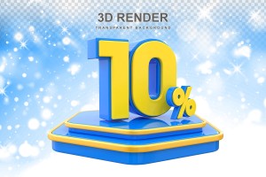 Hình ảnh bục 3D màu xanh giảm giá 10% màu vàng file PNG mẫu GP227