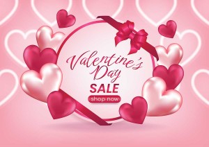 Banner ưu đãi ngày valentine họa tiết trái tim file vector mẫu số 557