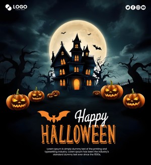 Poster lễ hội halloween kinh dị file PSD mẫu MB271