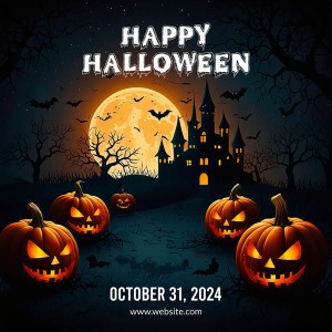 Banner lâu đài ma quái lễ hội halloween file PSD - mẫu số 716