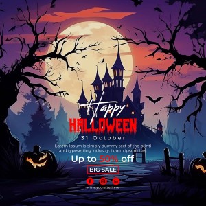 Banner lâu đài kinh dị halloween file PSD - mẫu số 290