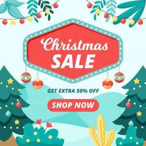 Banner sale 50% mua sắm dịp lễ noel file EPS