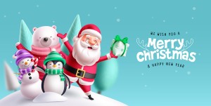 Banner ông già noel đi trao quà dịp lễ noel file vector mẫu BN202