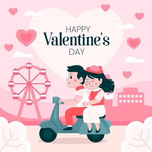 Banner cặp đôi đi chơi ngày valentine file vector mẫu BV236