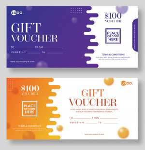 Mẫu voucher thẻ quà tặng màu cam xanh ấn tượng EPS