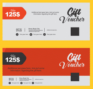 Mẫu voucher giảm giá màu cam trắng file EPS