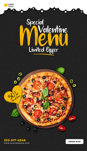 Poster quảng cáo Pizza trên nền màu đen K61 file PSD