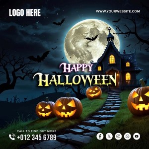 Poster lễ hội halloween file PSD mẫu MB240