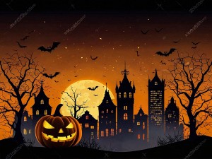 Background thành phố đêm lễ hội halloween file PSD - mẫu số 514