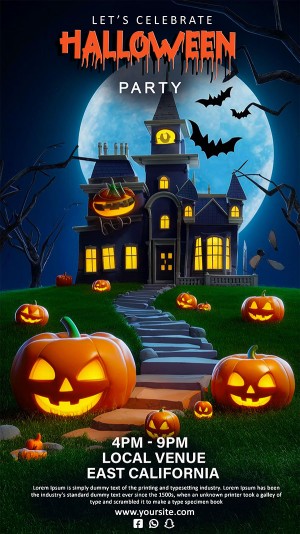 Poster lễ hội halloween file PSD mẫu MB230