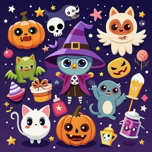 Hình minh họa nhân vật halloween dễ thương file EPS - mẫu số 813