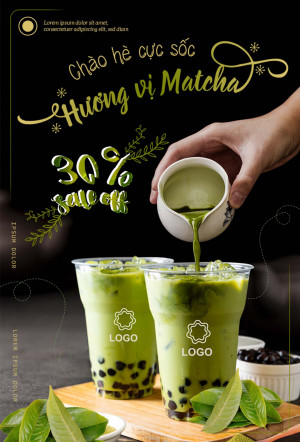 Poster trà sữa trân châu matcha file PSD mẫu N2