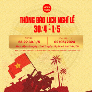 Thông báo nghỉ lễ dịp 30.4 - 01.5 file PSD