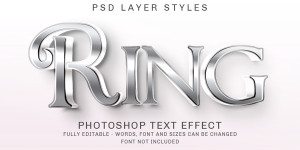 Hiệu ứng chữ 3D màu bạc file PSD mẫu HU535