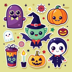 Hình minh họa nhân vật dễ thương lễ hội halloween file EPS - mẫu số 628