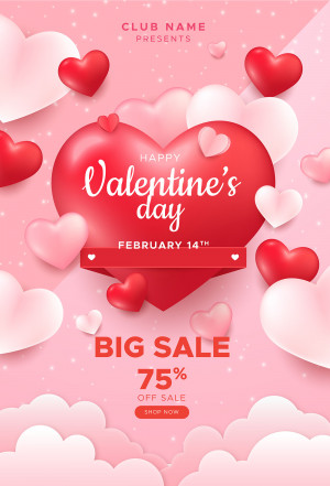 Poster giảm giá ngày valentine 07 file AI