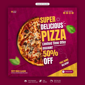 Poster quảng cáo bánh pizza file PSD mẫu P115