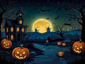 Background lễ hội halloween file PSD mẫu MB353