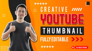 Ảnh thumb kênh youtube nền màu cam T32 file PSD