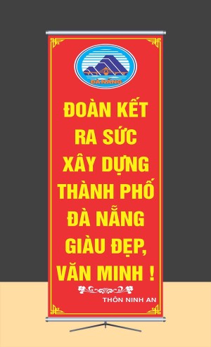 Mẫu phướn cổ động xây dựng thành phố thi đua văn minh Đà Nẵng file corel