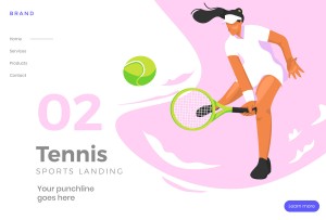 Banner cầu thủ nữ đánh tennis file vector mẫu HV37