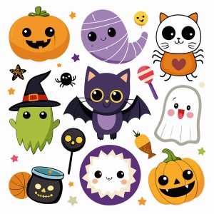 Hình minh họa nhân vật trong lễ hội halloween file EPS và AI mẫu MB104