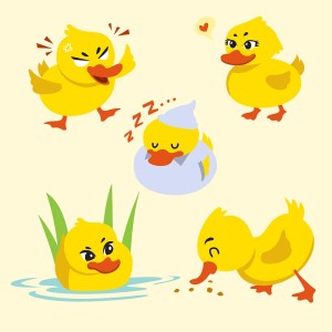 Hình minh họa con vịt vàng cute file vector mẫu số 986