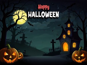 Banner lâu đài đêm hội halloween file PSD - mẫu số 535