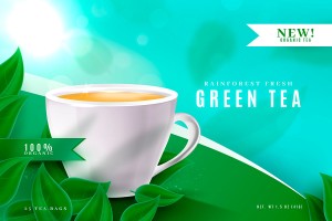 Banner tách trà xanh file vector mẫu DE113