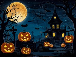 Background bí ngô ma quái halloween file PSD - mẫu số 645