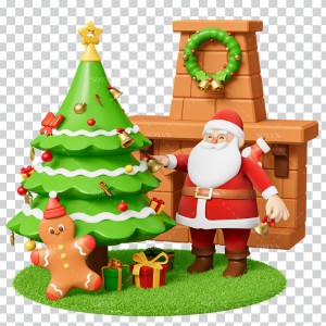 Hình ảnh ông già noel trang trí cây thông file PNG mẫu BN15