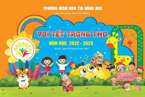 Phông nền Tết trung thu trường mầm non - File corel