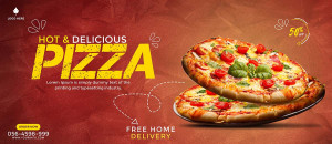 Banner quảng cáo bánh pizza giao hàng tận nơi L28 file PSD