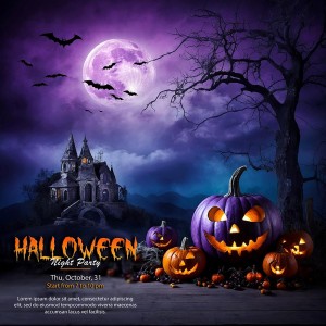 Banner bí ngô ma quái halloween file PSD - mẫu số 430