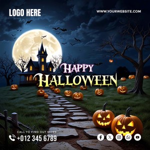 Poster lễ hội halloween file PSD mẫu MB234