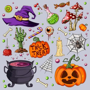 Hình minh họa nhân vật trong lễ hội halloween file EPS và AI mẫu MB102