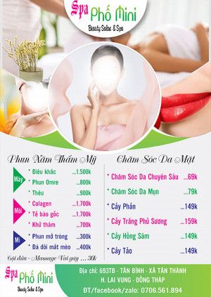 Mẫu menu spa làm đẹp M17 file Corel