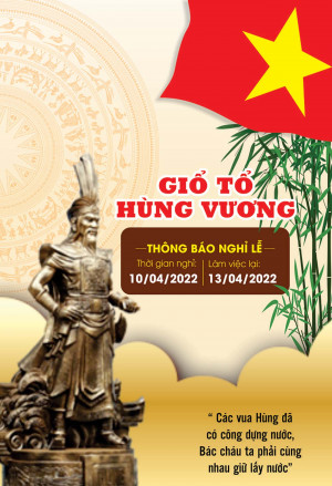 Thông báo nghỉ lễ giỗ tổ Hùng Vương 10-3 mẫu 77 file corel