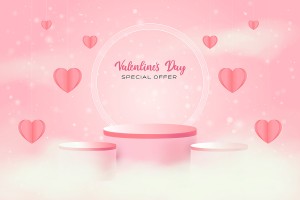 Background bục trưng bày 3D nền hồng valentine file vector mẫu số 830