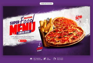 Banner quảng cáo bánh pizza lạp xưởng file PSD mẫu P29