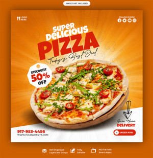 Banner quảng cáo ưu đãi bánh pizza file PSD - mẫu số 526