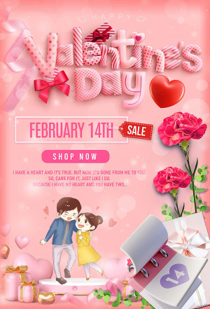 Poster giảm giá ngày Valentine 30 file EPS