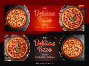 Banner quảng cáo bánh Pizza thơm ngon K74 file PSD