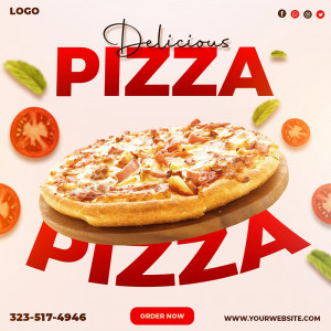 Poster quảng cáo bánh Pizza phô mai K79 file PSD