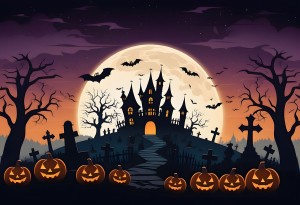 Background lâu đài ma quái lễ hội halloween file EPS - mẫu số 260