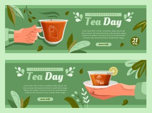 Banner quảng cáo tách trà chanh file vector mẫu DE100